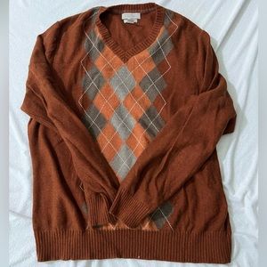 Banana Republic Cashmere/Rabbit Hair/Cotton blend argyle sweater XL